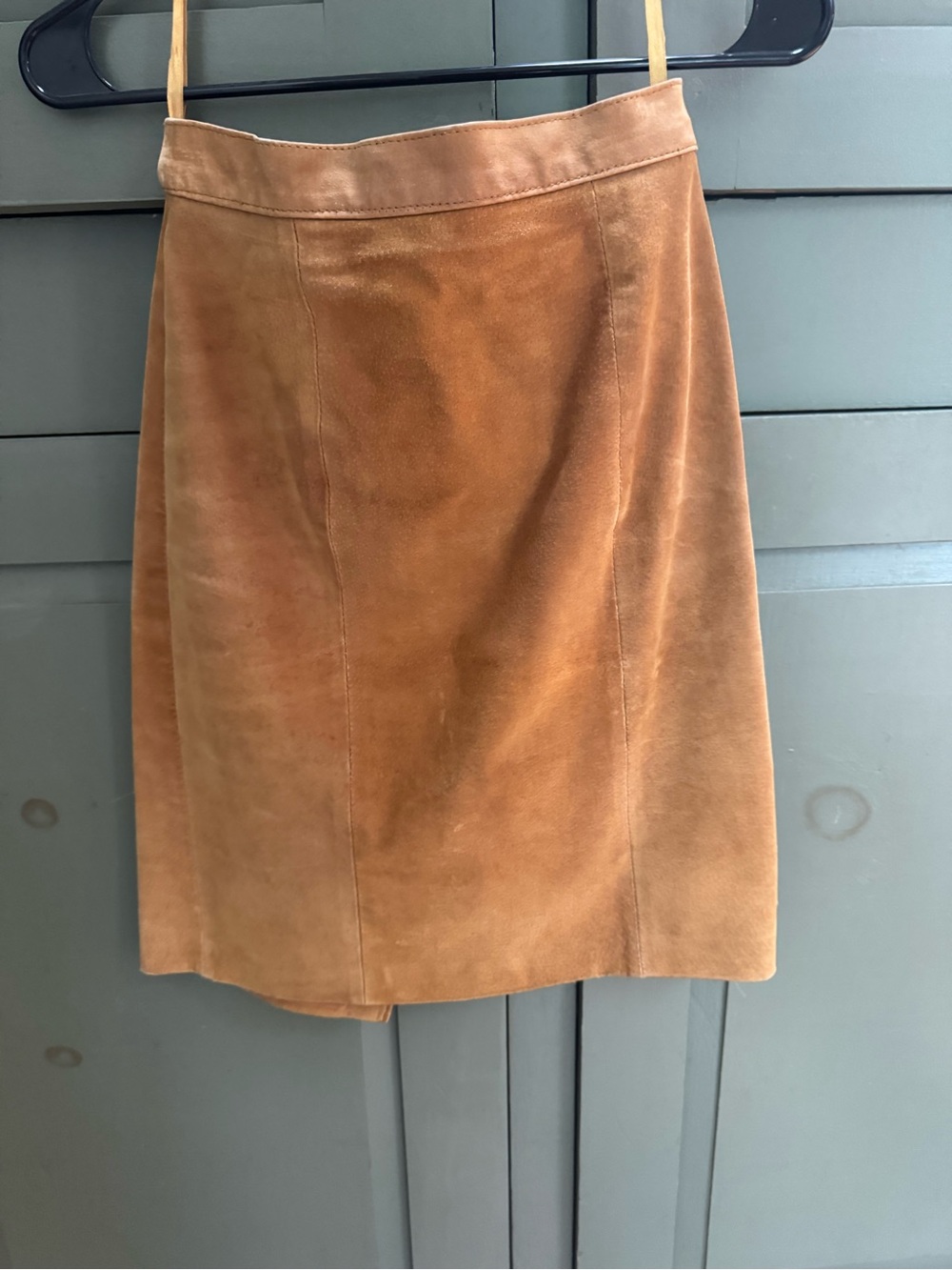Vintage suede leather pencil skirt
